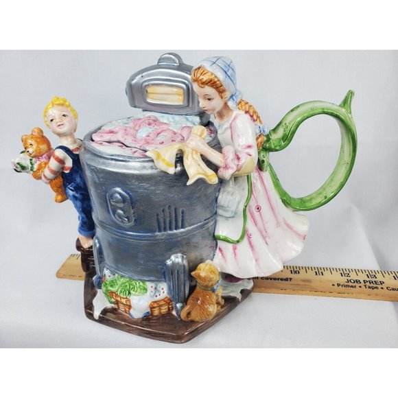 Vintage Collections Etc 8" Handmade Ceramic Teapot Old Ringer Washer - Picture 10 of 11